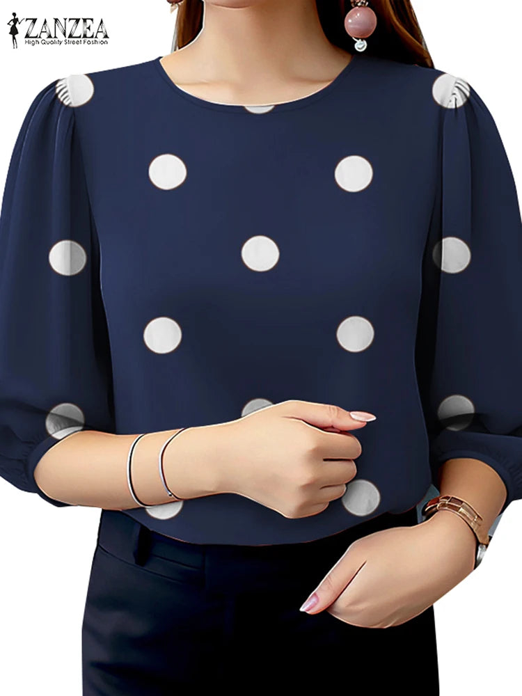 2025 Summer Polka Dots Printed Blouse ZANZEA
